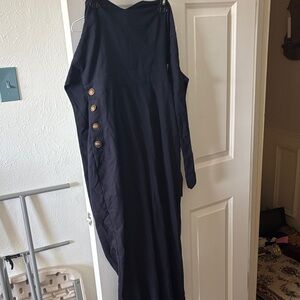 Navy Button-Side Jumpsuit